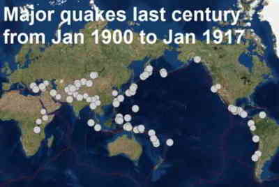 carte séismes 1900-1917